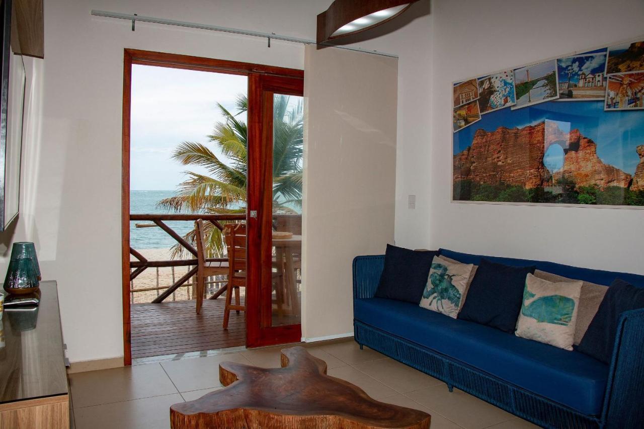 Apartamento Peixe Boi - pé na areia com vista frontal e total para o mar Barra Grande  Esterno foto